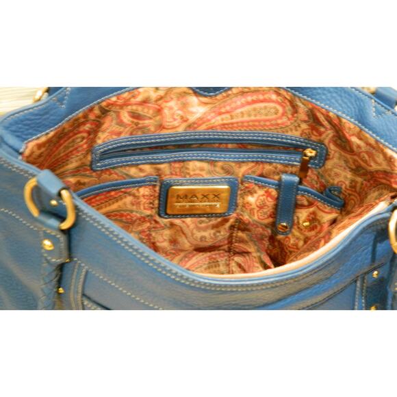 Maxx New York Signature Purse Handbag Blue Leather - Picture 4 of 10